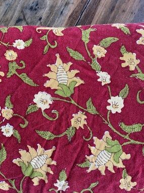 Pottery Barn Red Floral Duvet Cover with Yellow and Green Accents king two shams